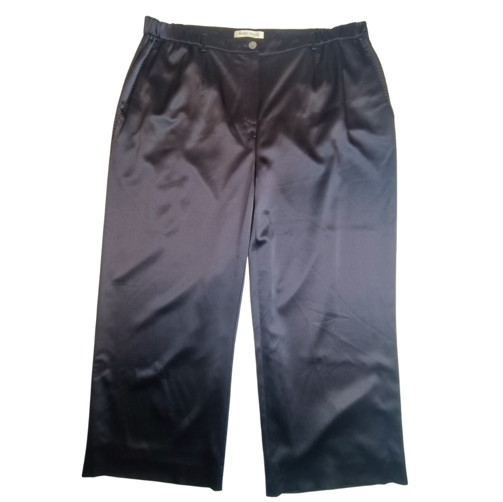 Marina Rinaldi Silk Straight Tailored Trousers US 16 Heavyweight Lined Designer